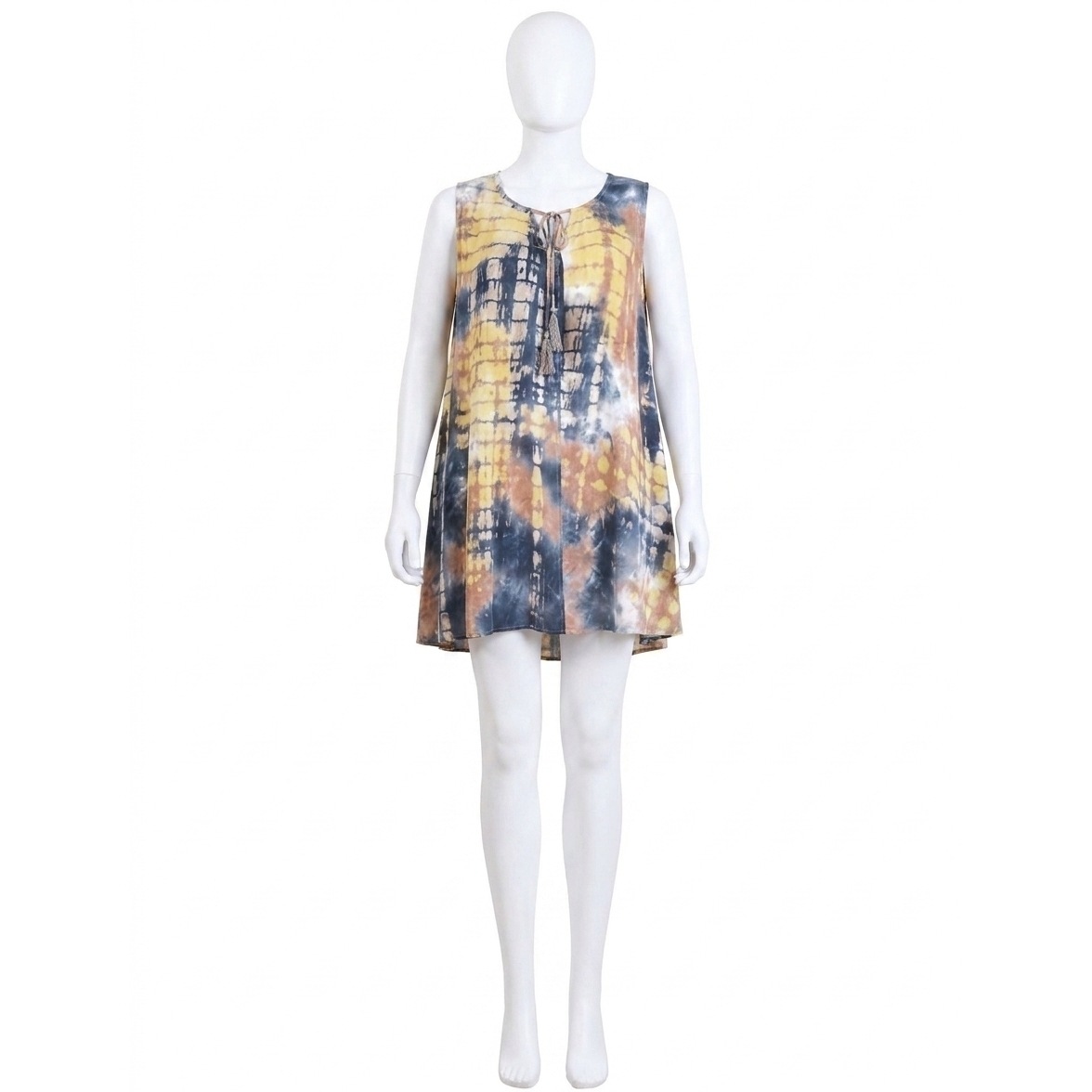New Umgee Tie Dye Sleeveless Keyhole Dress - Plus In Taupe Mix